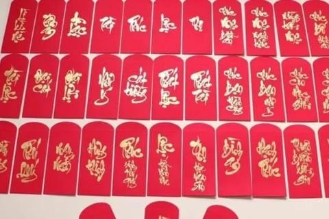 Mẫu lì xì truyền thống thư pháp