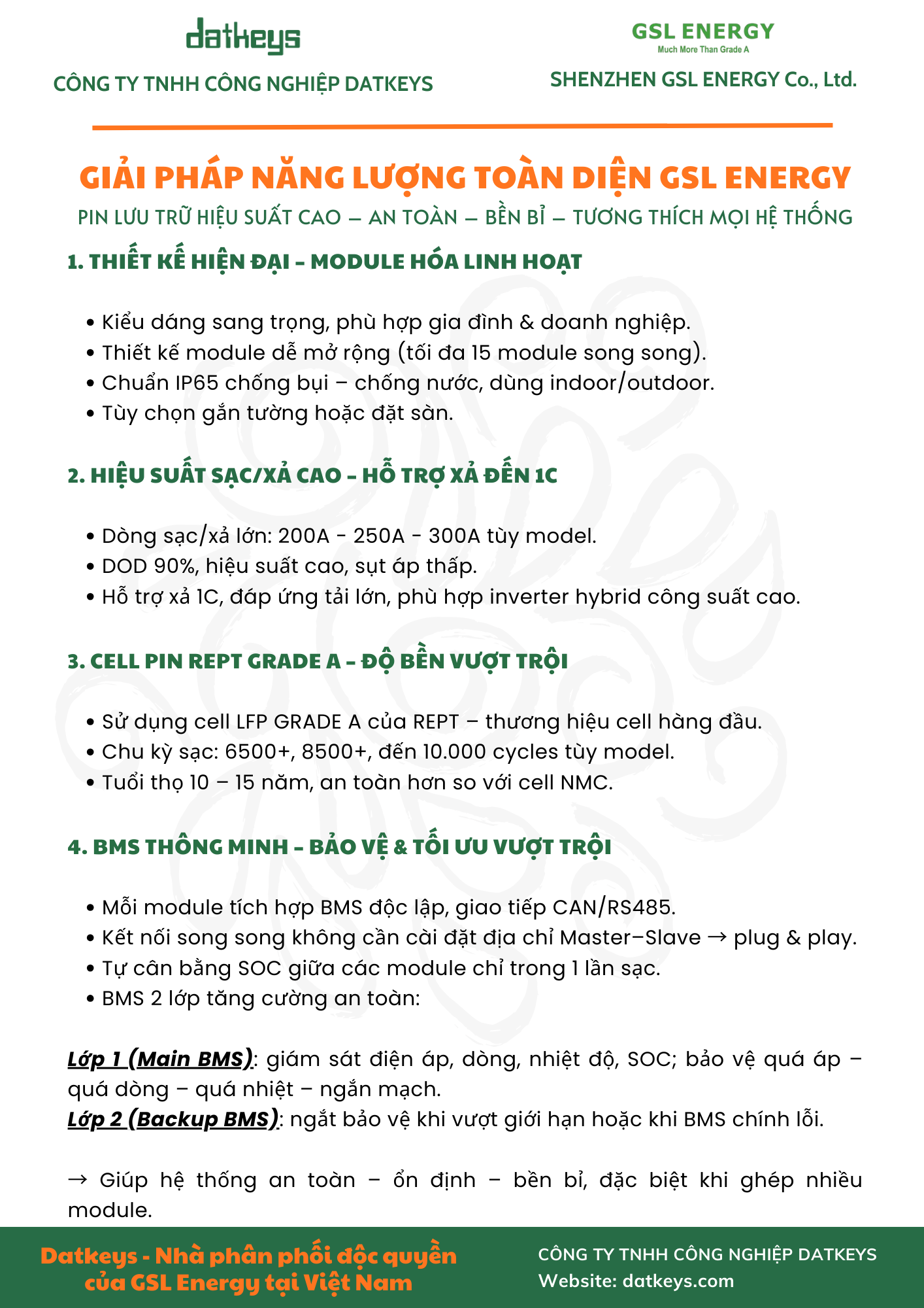 Những ưu điểm nổi bật của Pin lưu trữ GSL Energy