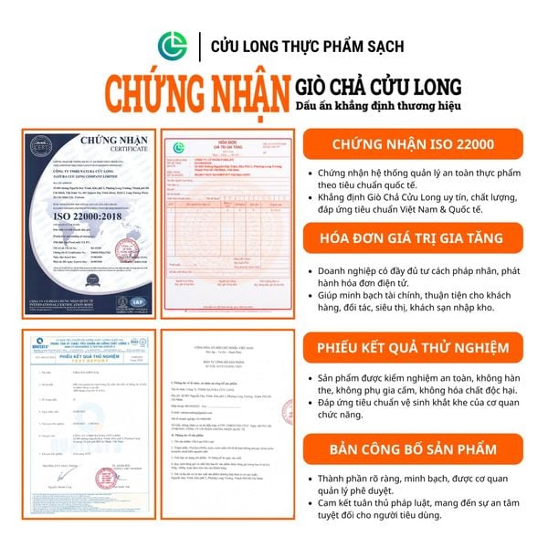 Cung cấp sỉ giò chả có hóa đơn VAT và chứng nhận pháp lý đầy đủ.