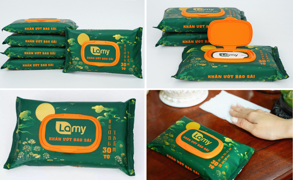 Khăn ướt bao sái lau bàn thờ hương trầm gói 30 tờ, vải bi dày dặn - Lamy Việt Nam