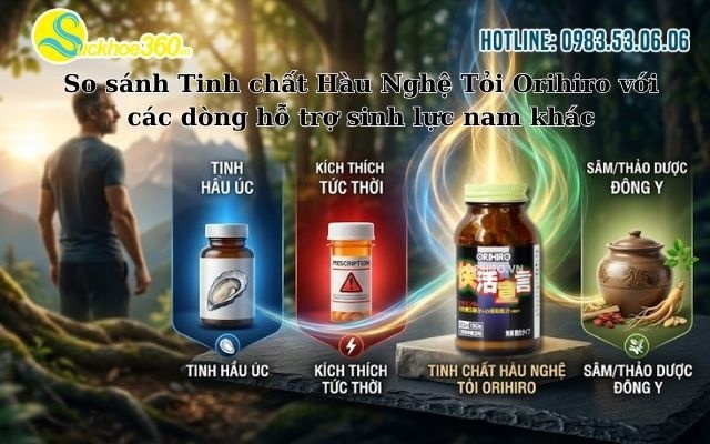 So sánh Tinh chất Hàu Nghệ Tỏi Orihiro với các dòng hỗ trợ sinh lực nam khác
