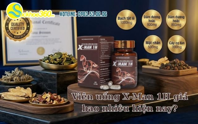 Viên uống X-Man 1H giá bao nhiêu hiện nay?