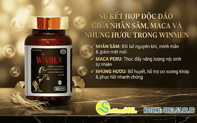 Sự kết hợp độc đáo giữa Nhân sâm, Maca và Nhung hươu trong Winmen