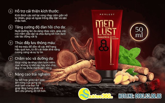 Công dụng hỗ trợ cải thiện kích thước của Gel Menlust