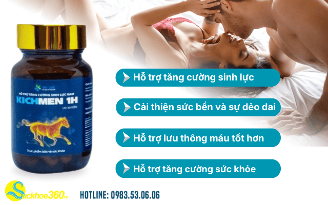 Công dụng hỗ trợ tăng cường sinh lý nam của Kichmen 1H