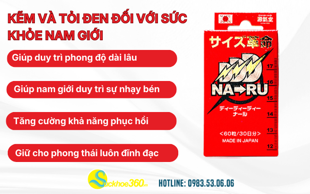 Kẽm và tỏi đen đối với sức khỏe nam giới trong Naru Nhật Bản