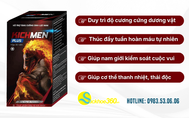 Kichmen Plus hỗ trợ lưu thông khí huyết cho kích thước cậu nhỏ