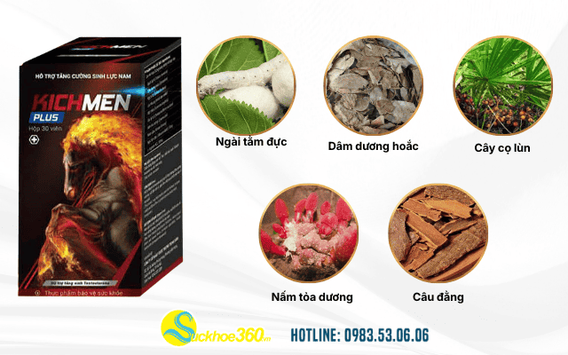 Thành phần ngài tằm đực và dâm dương hoắc trong Kichmen Plus