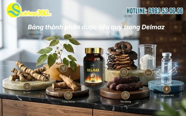 Bảng thành phần dược liệu quý trong Delmaz