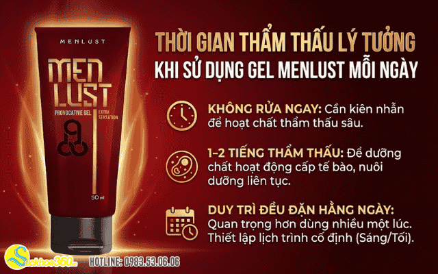 Thời gian thẩm thấu lý tưởng khi sử dụng Gel Menlust mỗi ngày
