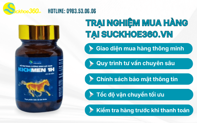 Trải nghiệm mua sắm Kichmen 1H trực tuyến tại suckhoe360.vn