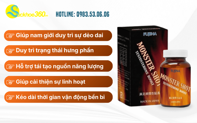 Sức mạnh từ chiết xuất Maca và hàu biển trong mỗi viên Monster Shot