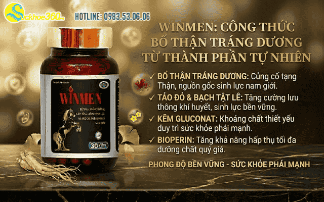 Winmen hỗ trợ bổ thận tráng dương dựa trên bảng thành phần tự nhiên