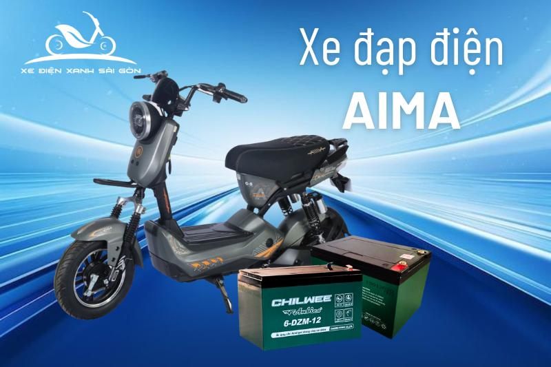 Xe đạp điện Aima được trang bị ắc quy tương đối bền, rẻ, dễ thay thế