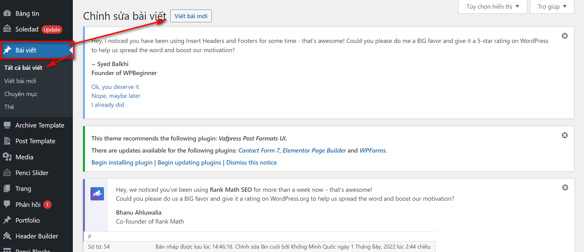 Cách thêm bài viết mới lên website wordpress