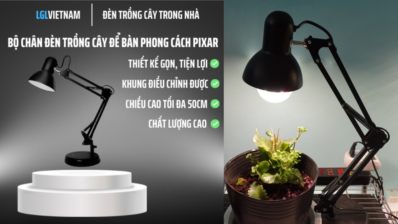 Bộ Chân Đèn Trồng Cây Kẹp Bàn Pixar LGL
