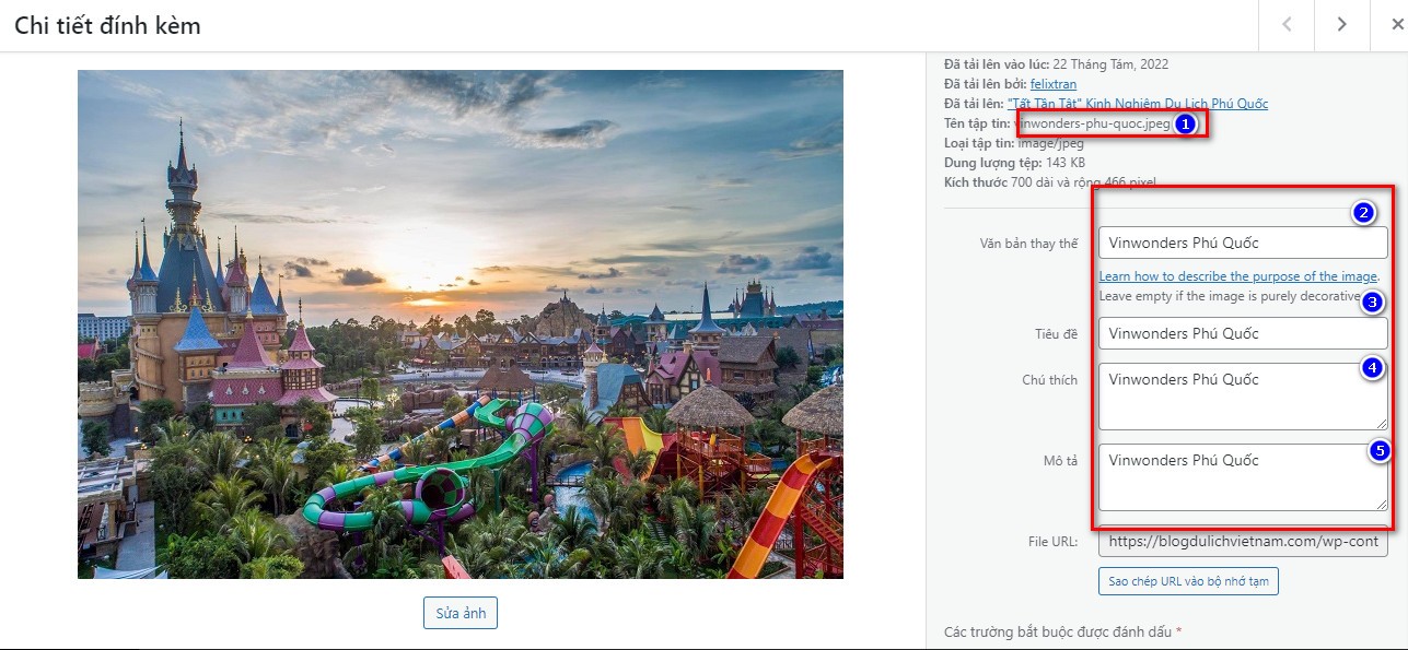 Cách SEO hình ảnh trên Wordpress - Phần 1, 2, 3, 4, 5 như hướng dẫn trên