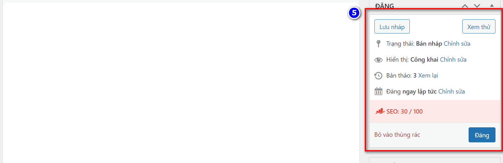 Chế độ xuất bản bài viết trên wordpress