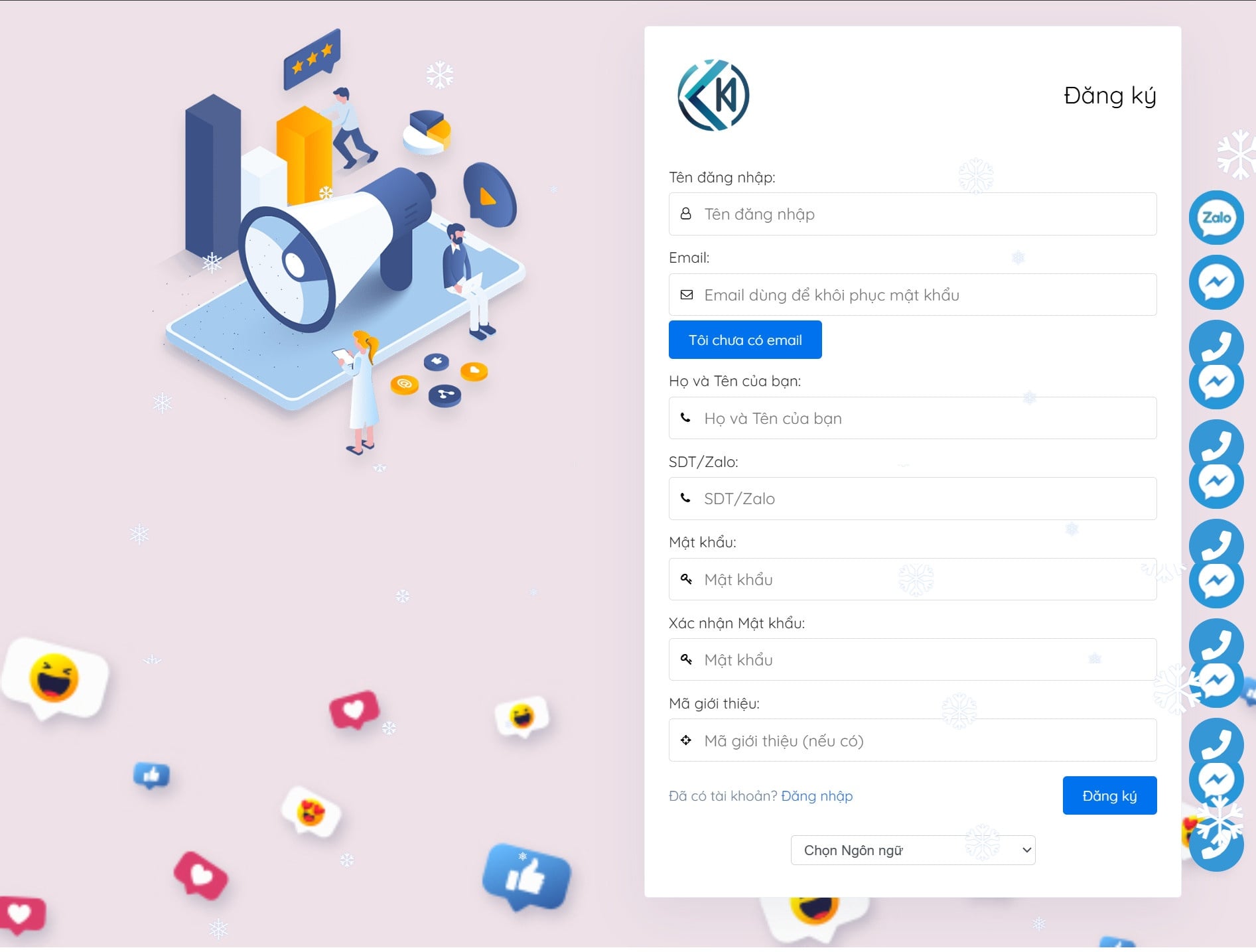 Đăng ký tài khoản Marketingtool