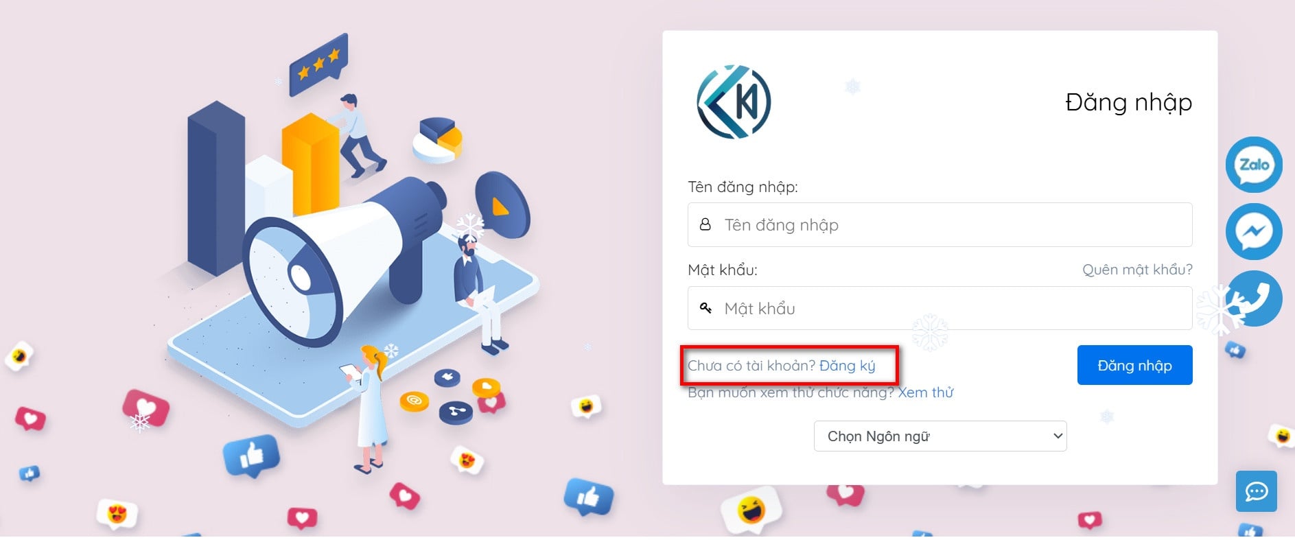 Đăng ký tài khoản Marketingtool