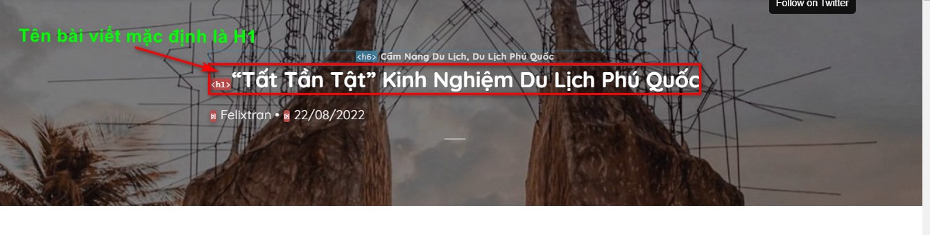 Tên bài viết mặc định là thẻ H1