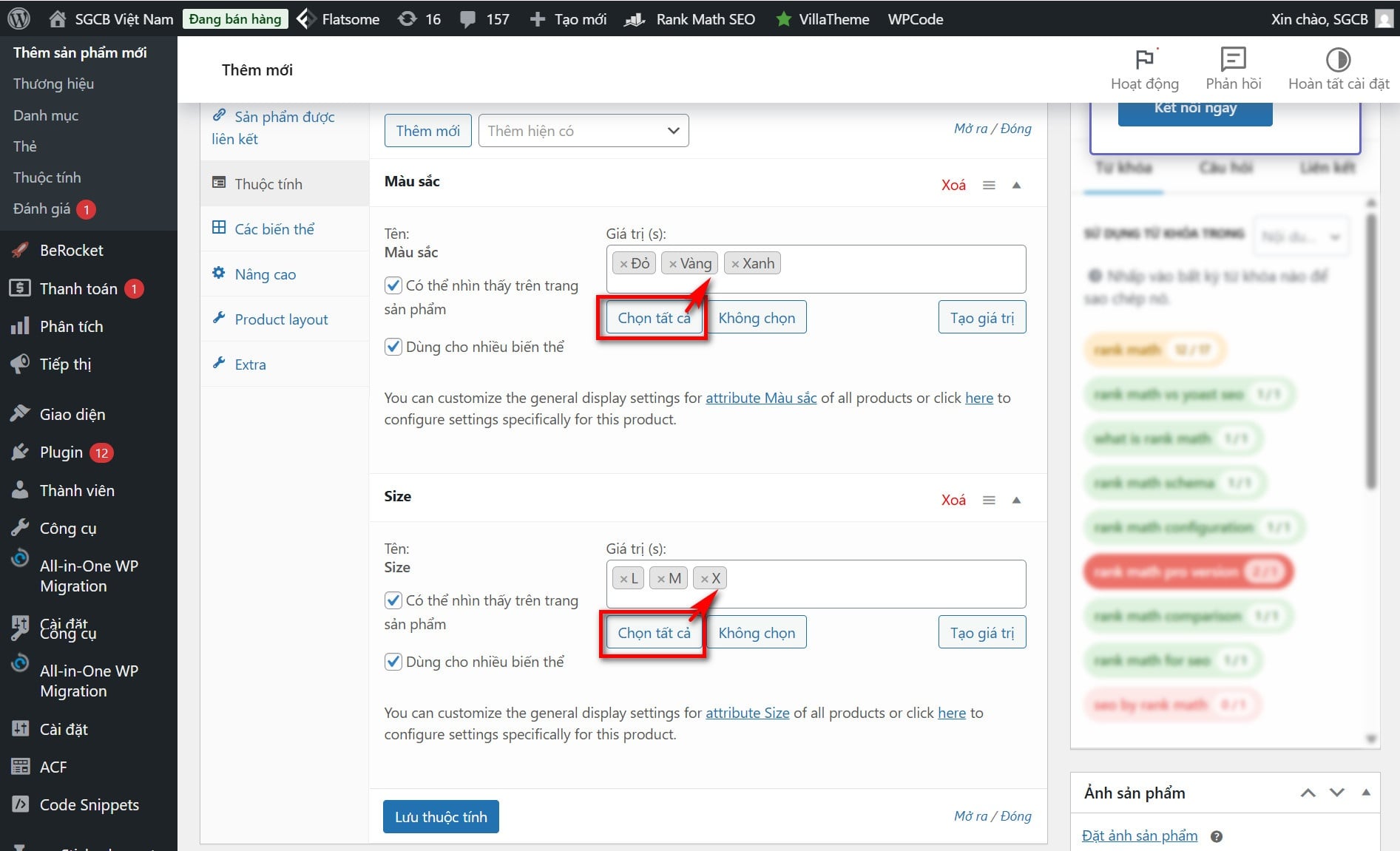 Thêm chủng loại vào thuộc tính