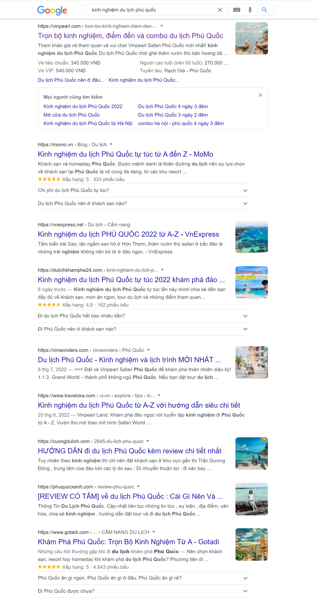 Tìm kiếm kinh nghiệm du lịch Phú Quốc