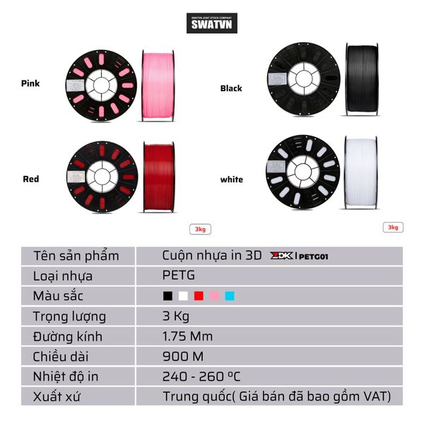 nhựa PETG in 3D chất lượng cao