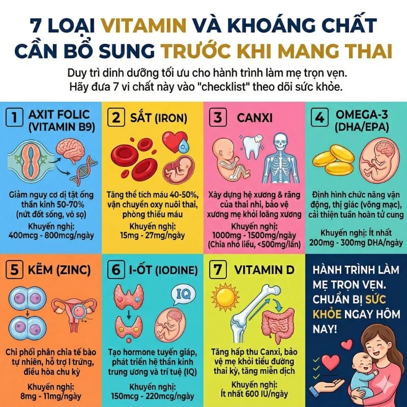 nhathuocvietnhat.vn- 7 loại vitamin và khoáng chất cần bổ sung trước khi mang thai