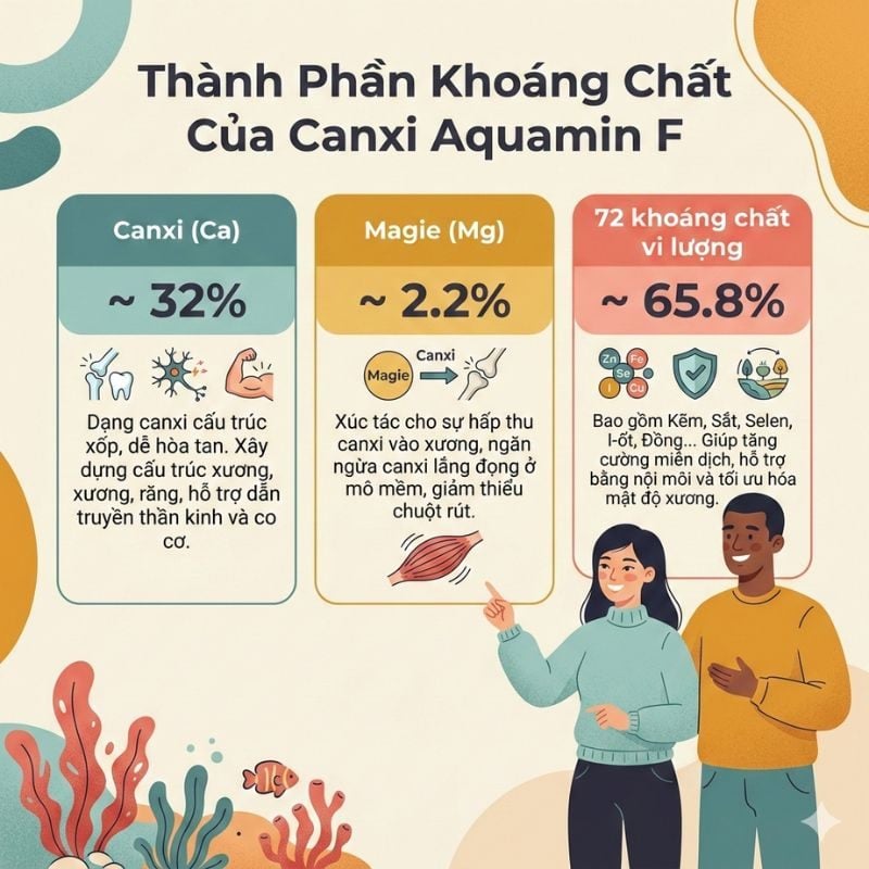nhathuocvietnhat.vn- Thành phần khoáng chất của Canxi Aquamin F
