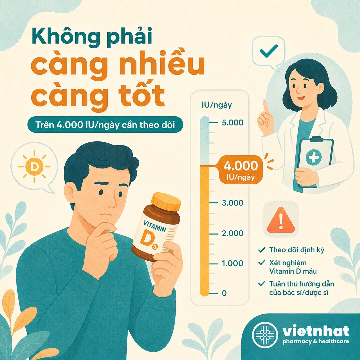 nhathuocvietnhat.vn-Vitamin D không phải càng nhiều càng tốt