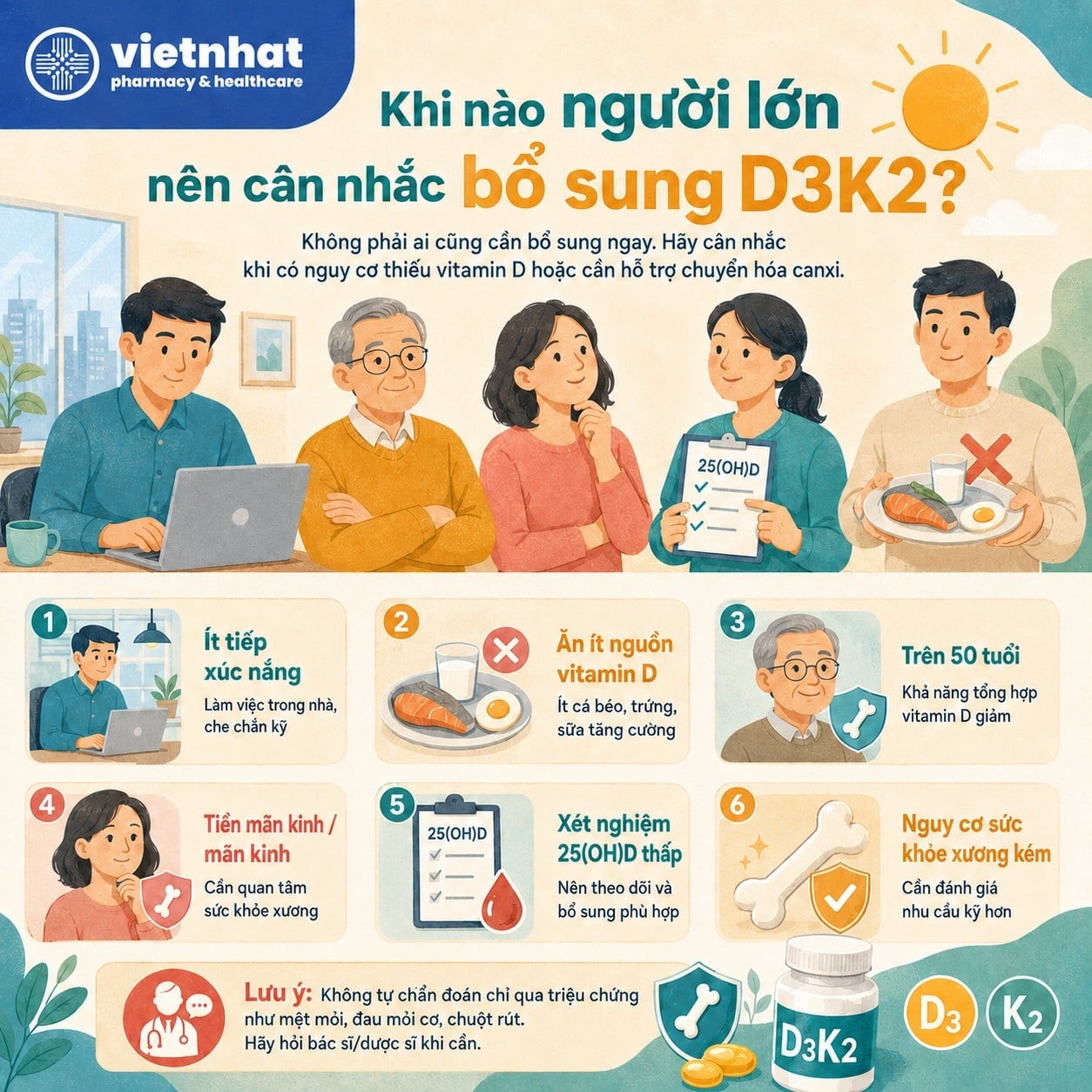 nhathuocvietnhat.vn-Các trường hợp người lớn cần bổ sung Vitamin D3K2