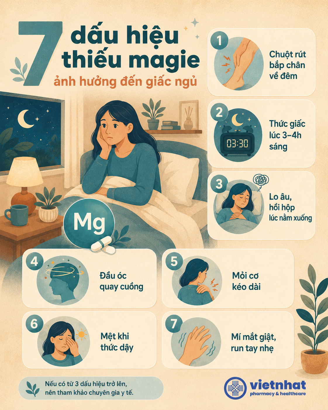 nhathuocvietnhat.vn-Infographic 7 dấu hiệu thiếu magie ảnh hưởng giấc ngủ