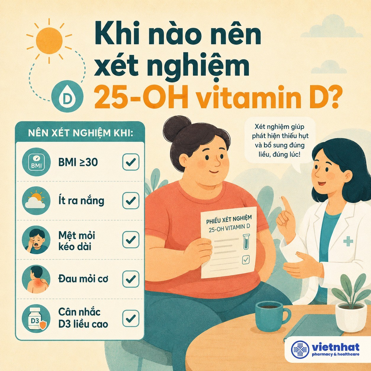 nhathuocvietnhat.vn-Khi nào nên xét nghiệm 25-OH vitamin D
