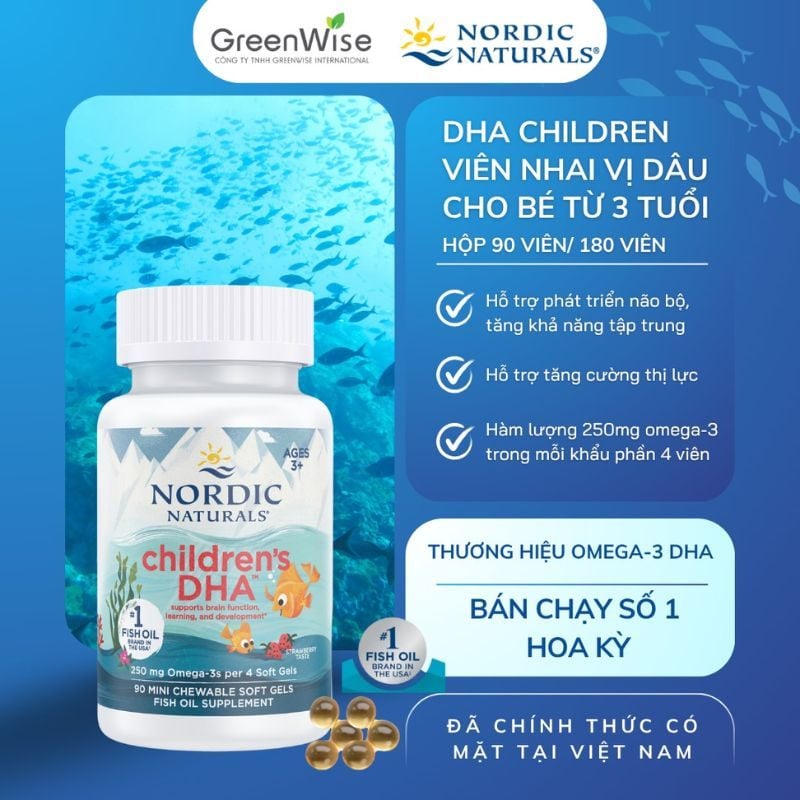 nhathuocvietnhat.vn - Viên nhai Nordic Naturals Children's DHA bổ sung Omega 3 tinh khiết được chiết xuất từ dầu gan cá tuyết Bắc Cực cho trẻ từ 3 tuổi trở lên