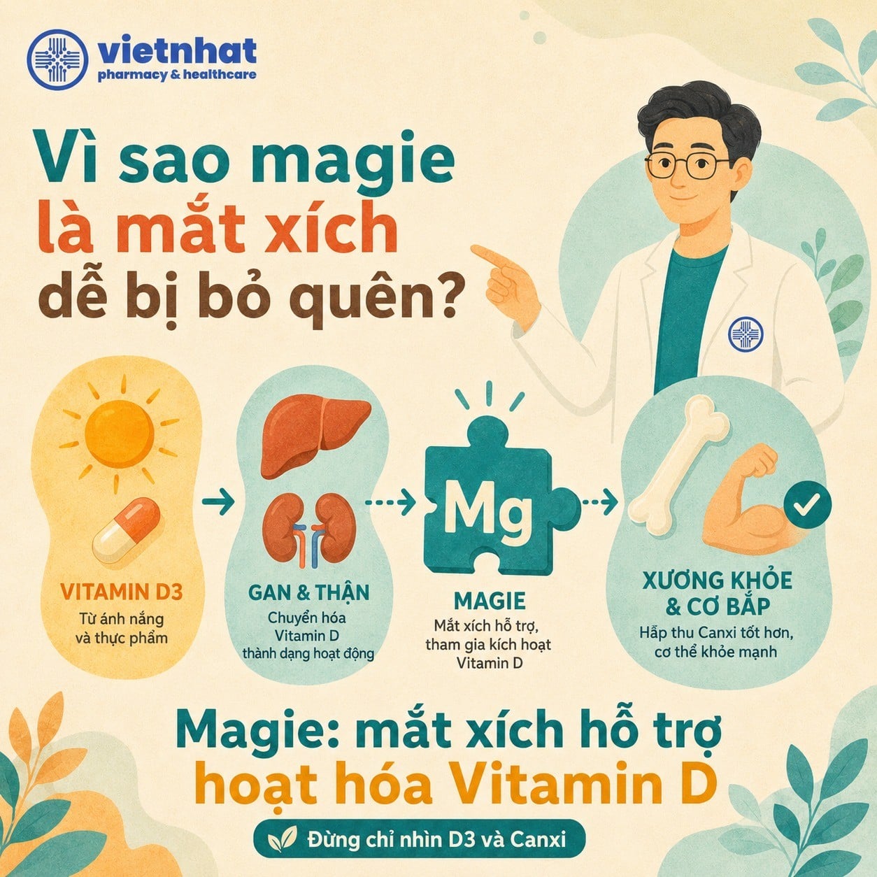 nhathuocvietnhat.vn-Magie hỗ trợ hoạt hóa vitamin D và cân bằng khoáng chất