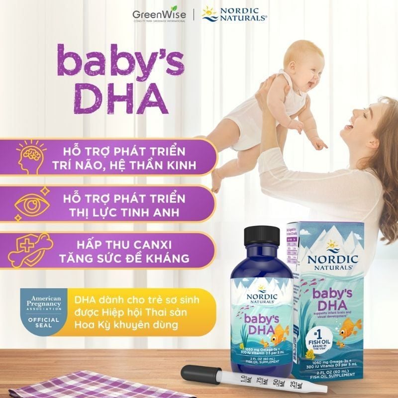 nhathuocvietnhat.vn - Nordic Naturals Baby's DHA bổ sung DHA tinh khiết từ dầu gan cá tuyết Bắc Cực cho trẻ sơ sinh