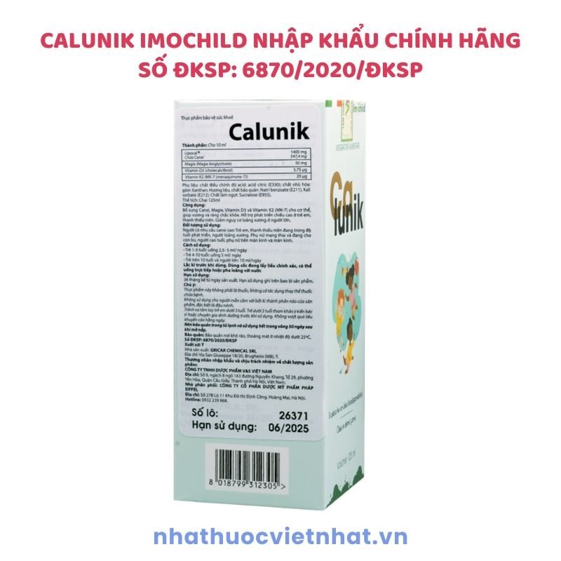 nhathuocvietnhat.vn- Nhãn phụ tiếng Việt Calunik Imochild nhập khẩu chính hãng