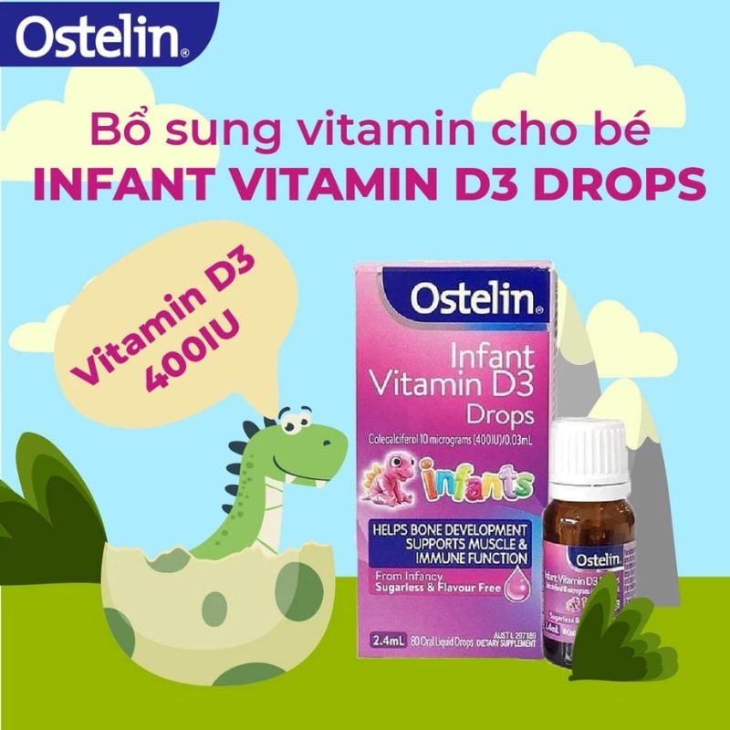 nhathuocvietnhat.vn - Vitamin D3 Drops Ostelin từ Úc bổ sung vitamin D3 với liều chuẩn 400IU mỗi ngày cho trẻ