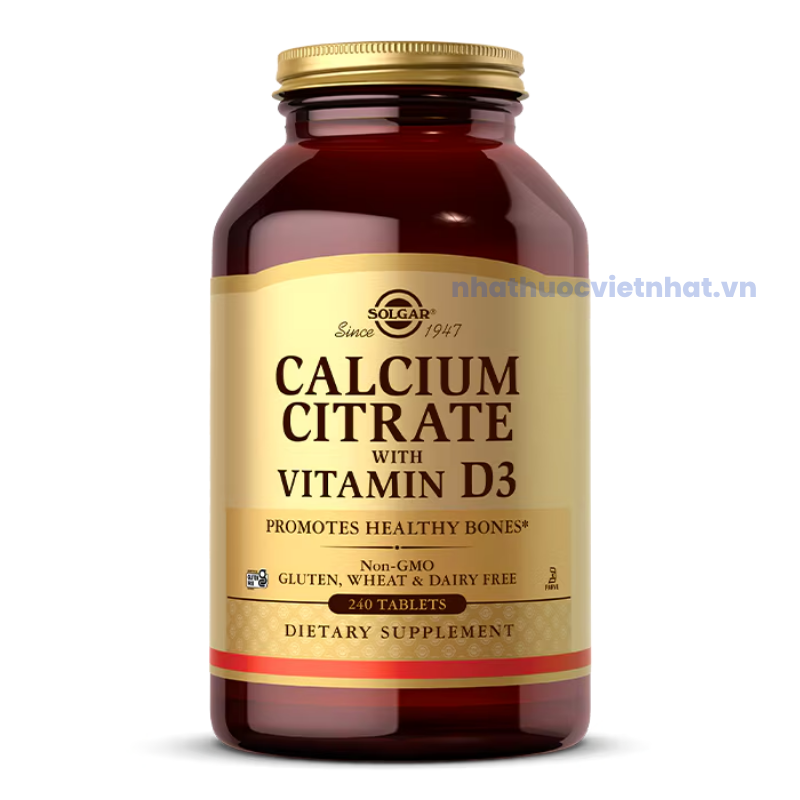 nhathuocvietnhat.vn -  Solgar Calcium Citrate with Vitamin D3 - Mỹ
