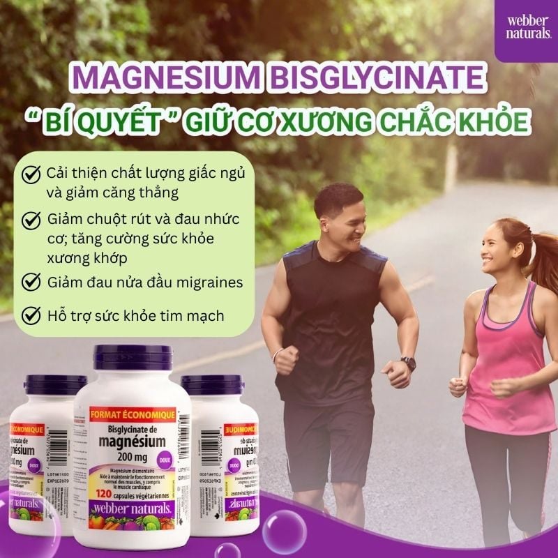 nhathuocvietnhat.vn -  Magnesium Webber Naturals bổ sung Magnesium Bisglycinate dễ hấp thu, dịu nhẹ cho hệ tiêu hóa