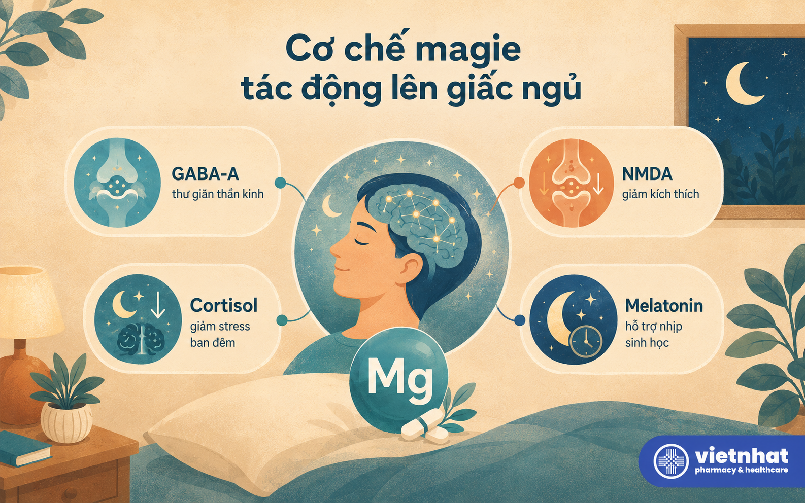 nhathuocvietnhat.vn-Cơ chế khoa học của Magie trong cải thiện chất lượng giấc ngủ