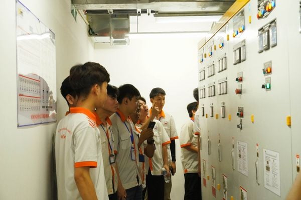 Sinh viên chăm chú quan sát cấu tạo bên trong của hệ thống tủ điện công nghiệp – 