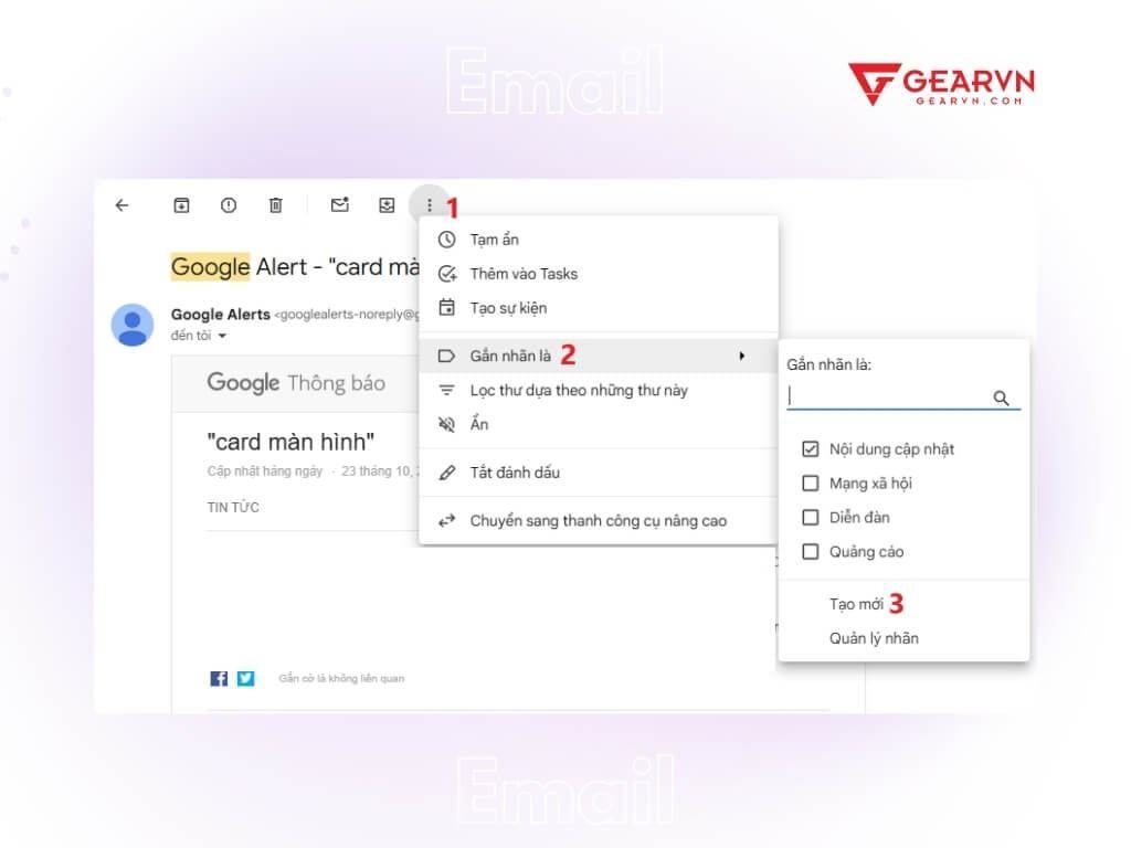 Sắp xếp, phân loại email bằng Nhãn - GEARVN