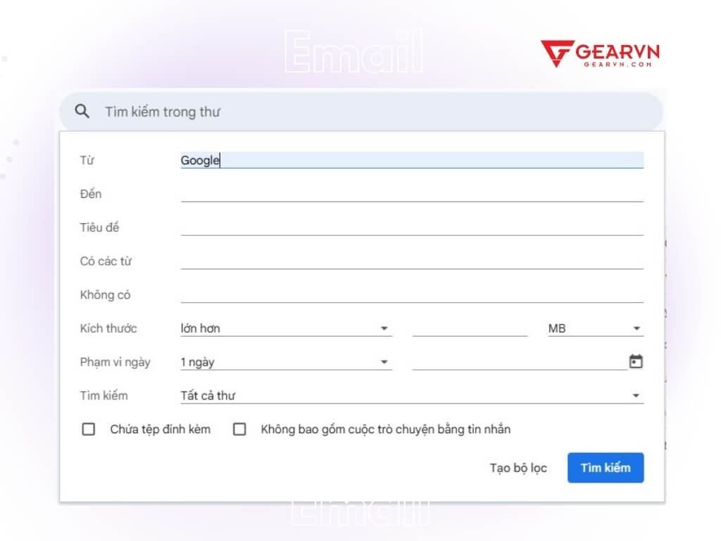 Tìm email đã nhận chính xác - GEARVN