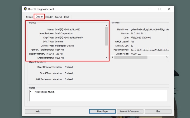 Trong cửa sổ hiện ra, bạn chỉ cần chuyển qua tab Display