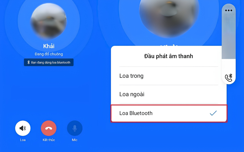 Khi có cuộc gọi đến trên Zalo, hãy chọn Loa Bluetooth