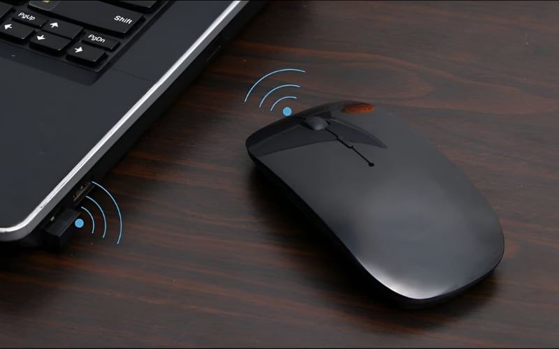 Chuột không dây 2.4GHz dùng USB Receiver kết nối qua đầu thu USB