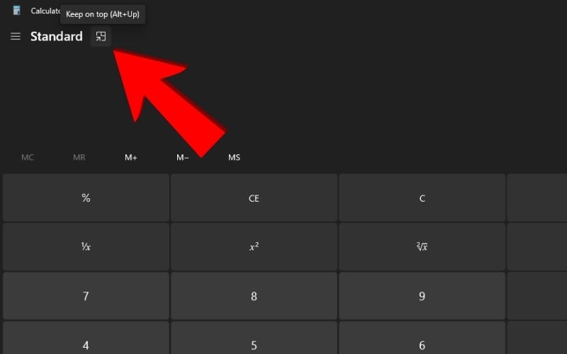 Chế độ Keep on top (Luôn ở trên cùng) sẽ ghim cửa sổ Calculator