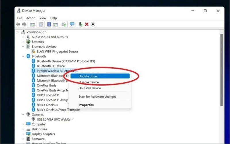 Cập nhật lại driver bàn phím